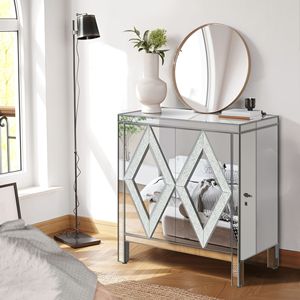 Mobiletto Componibile a Forma di Diamante con Specchio per Soggiorno, Sala da Pranzo, Ingresso e Cucina - Product Image 3