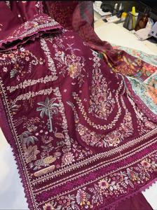 Embroidered Pure Lawn Cotton Indian Pakistani <b>Women</b> Wear Straight <b>Kurta</b> Salwar Kameez Muslim Dress Summer Collection - Product Image 3