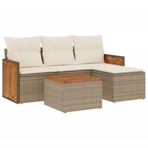 Ensemble de canapé de jardin modulaire en rotin PE beige 5 pièces, meubles d'extérieur confortables et élégants - Product Image 2