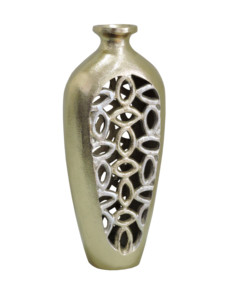 Jarrón Decorativo de Aluminio Hecho a Mano, Moderno, con Diseño de Flor Recortada en Dorado, Elegante Centro de Mesa para Decoración del Hogar, Sala de Estar, Comedor, Oficina - Product Image 1