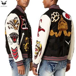 Custom Men Varsity Jacket Premium Wool Genuine Leather Sleeve High Quality Chenille Patch Embroidery Bomber College Jacket - Product Image 5