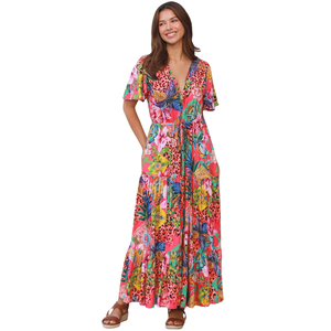 Vestido Maxi Floral para Mujer, Manga Corta, Ligero, Vestido de Verano - Product Image 5