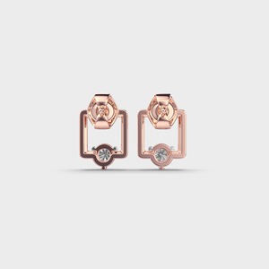 IGI Certified Lab Grown Diamond Geometric Square Frame <b>Drop</b> Earrings 14K Yellow Gold Minimalist Diamond Earrings - Product Image 4