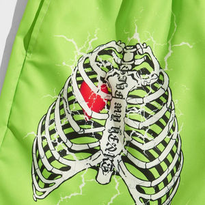 Shorts de streetwear para hombre, shorts con estampado de esqueleto, shorts de estilo gótico, shorts casuales de color verde neón, shorts de moda hip-hop. - Product Image 5