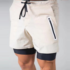 Shorts de loisirs pour hommes avec logo personnalisé, séchage rapide, respirants, en toile, pantalons de sport athlétiques à taille élastique pour la course à pied - Product Image 6