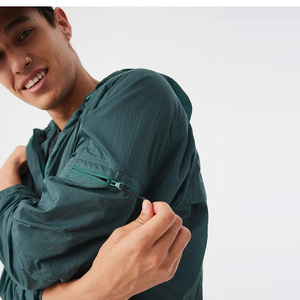Chaqueta Anorak con Capucha y Cierre de Cremallera para Hombre, con Bolsillo Frontal, Resistente al Agua, Cortavientos para Exteriores, Logotipo Personalizado, Ligera - Product Image 6