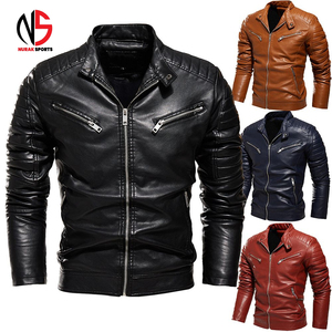 Men's Women's Genuine Leather Waterproof Breathable <b>Mandarin</b> <b>Collar</b> Winter Motorcycle Biker Outerwear OEM Service <b>Jacket</b> - Product Image 5