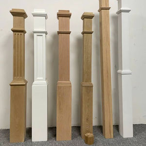 Nouveau poteau d'escalier en chêne rouge massif, durable et réglable, avec détails cannelés, pièces d'escalier en bois, couleur personnalisée OEM/ODM - Product Image 1