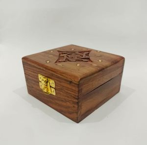 Vintage Wooden Jewelry Box with Red Velvet Interior, Handcrafted Storage Case, Decorative Keepsake Container for Rings - Product Image 1