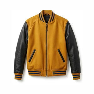 Dernier style du fabricant : Blouson universitaire pour homme en cuir et laine, personnalisé, avec écussons brodés en chenille, style baseball, bomber et Letterman - Product Image 1