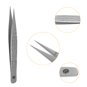 Herramientas para Pestañas Diamond Grip de Acero Inoxidable, Calidad Premium, Duraderas, 115 mm, Punta Dentada y Lisa, Personalización Disponible, Stahlmann - Product Image 4