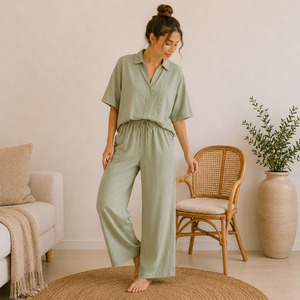 Ensemble de pyjama pour femmes, été, simple, décontracté, en polyester et viscose, doux, respirant, certifié OEKOTEX - Product Image 2