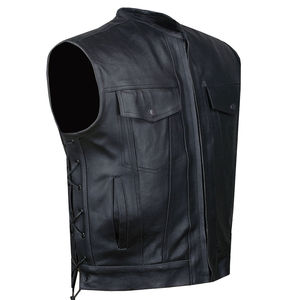 Gilet en cuir pour homme à prix réduit, respirant, imperméable, élégant, coupe ajustée, style rétro western cowboy, veste sans manches décontractée pour motard - Product Image 4