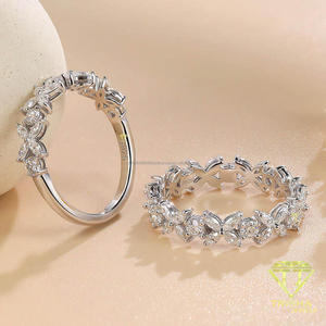 Bague élégante en moissanite à motif floral, argent sterling 925, pierres taille marquise pour femme, bijoux fins, cadeau de mariage - Product Image 5