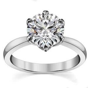 Anillo de diamantes de oro de 18k/22k/24k de diseñador, anillo de compromiso con diamante redondo de 6 puntas, diamante cultivado en laboratorio HA, para novias, para usar en bodas - Product Image 1