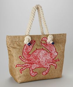 Bohemian <b>Canvas</b> Tote Bag With Embroidered Sunset Palm Design Striped Pattern <b>Beach</b> Style Summer Women's Handbag - Product Image 2