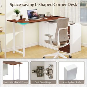 Bureau en L réversible blanc pour la maison et le bureau, avec tiroirs et classeur, station de charge intégrée pour le gaming - Product Image 6