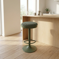 Tabouret de bar moderne en métal vert olive, pivotant, réglable en hauteur, avec siège en tissu texturé pour la maison