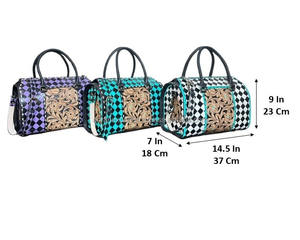 Modern Style Luxury Handcrafted Cow Leather Duffle Bag Vintage Shoulder Speedy Bag with Checkered Pattern for Men & <b>Women</b> - Product Image 2