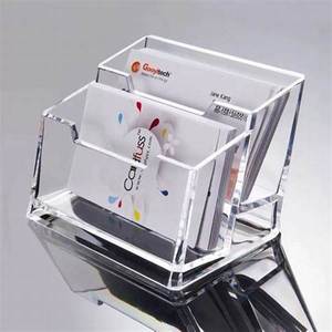 Porte-cartes de visite en acrylique transparent en gros support d'affichage de bureau à deux couches pour bureau et comptoir de réception - Product Image 5
