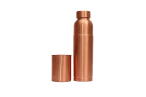 Luxury Mirror Finish <b>Copper</b> <b>Drinking</b> <b>Bottle</b> 1000ml with Tumbler - Handcrafted Jointless Metal Drinkware - Product Image 2