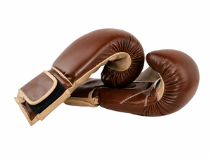 Gants de boxe en cuir imperméables bicolores marron beige de qualité supérieure avec fermeture à lacets pour le soutien du poignet - Sparring professionnel RINGMODE - Product Image 1