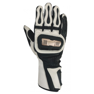 Guantes de Motociclismo de Cuero Blanco y Negro, Guantes de Protección para Motociclistas, Guantes de Seguridad para Motociclistas con Dedos Completos - Product Image 2