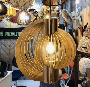Table or Hanging Wood Lamp Made of Solid Wood for Indoor Decorative Lighting Applications from Vietnam Workshop - Product Image 5