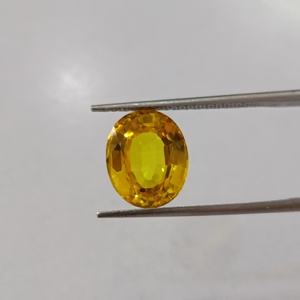 Zafiro amarillo cultivado en laboratorio, piedra preciosa suelta de alta calidad, forma ovalada, claridad brillante, piedra facetada para la fabricación de joyas. - Product Image 2