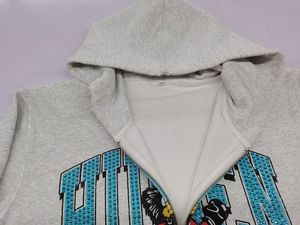 Vintage Custom French Terry Heavy Cotton Plain Hoodies Custom Screen Printing Men Oversized Zip up Rhinestones Graphic Hoodie - Product Image 5