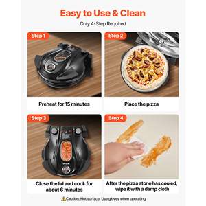 Horno Eléctrico para Pizza de 1200W con Piedra de Cordierita de 12\", Control de Temperatura de 5 Modos, Color Negro, para Cocina Casera, Tostador, Horno para Pizza Preciso - Product Image 6