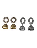 Boucles d'oreilles pendantes géométriques ethniques pour femmes, en alliage de zinc plaqué argent, style Jhumka, avec pampilles et fleurs, pour occasions courantes