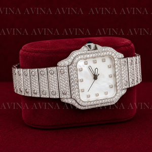 Montre Hip Hop de Luxe pour Femme avec Diamants Moissanite, Cadran Carré Entièrement Sertie, Bracelet en Acier Inoxydable, Montre Bijou Personnalisée - Product Image 4