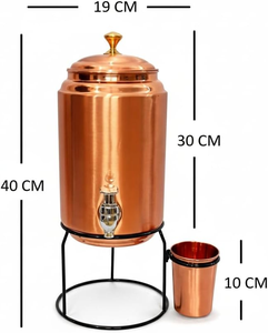 Distributeur d'eau en cuivre poli 100 % pur fait main, moderne, martelé, 5 L, taille personnalisée, 2,5 gallons, bienfaits ayurvédiques pour la santé - Product Image 5