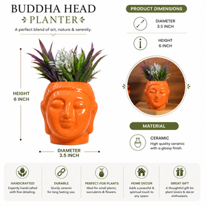 Modern Glazed Ceramic Human Face Planter <b>Pot</b> | Versatile Garden Flower <b>Pot</b> for <b>Succulents</b> | Fancy Design - Product Image 5