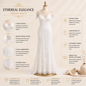 Luxury White Modern Draped Floral Embroidered Bridal A-Line Gown Elegant V Neck Wedding Dress Premium Lace Evening Reception - Product Image 5