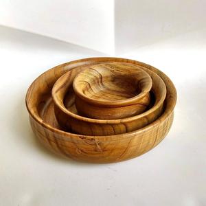 Juego de Tazones de Madera de Acacia de Tamaño Personalizado - Tazones de Madera Hechos a Mano para Servir Ensaladas, Frutas y Mezclar Alimentos, Vajilla Rústica al por Mayor - Product Image 3