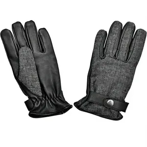 Gants de conduite unisexes en cuir véritable noir, gants d'hiver chauds à doigts entiers, compatibles avec les écrans tactiles, gants de voiture confortables - Product Image 5