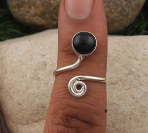 925 Sterling Silver Bezel Setting <b>Black</b> <b>Onyx</b> Brilliant Cut Handmade Classic Boho Dainty Gemstone Solitaire <b>Ring</b> Wedding Party - Product Image 2