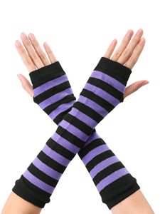 Mangas de compresión negras y moradas de punto para mujer, para ciclismo, con tela que absorbe la humedad, para atletas. - Product Image 2