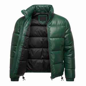 Luxury Grade Sheep Leather Hooded Winter Jacket <b>Thermal</b> <b>Padding</b> Stylish Performance Front Logo Designed for Cold Season Travel - Product Image 3