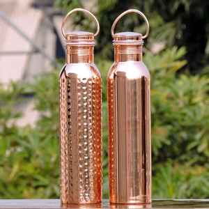 BURAQ HANDICRAT Copper Water <b>Bottle</b> 1L Design for Travel - Product Image 1