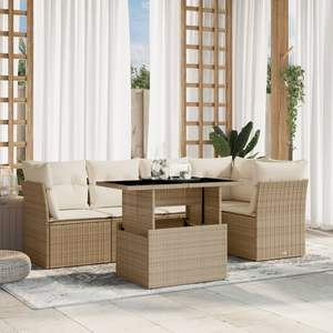 ชุดโซฟาสวนหวาย PE สีเบจขนาดกลาง ดีไซน์หรูหราสำหรับพื้นที่นั่งเล่นกลางแจ้ง - Product Image 1