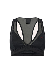 Women's Black Deep V-Neck Sports Bra With Crisscross Straps <b>Mesh</b> Hollow Out Design Medium Support Yoga <b>Top</b> Seamless Breathable - Product Image 1