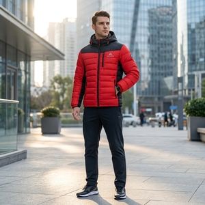 เสื้อแจ็คเก็ตพัฟเฟอร์มีฮู้ดสีแดงสำหรับผู้ชาย เสื้อโค้ทกันหนาวแบบมีซับในอุ่นๆ น้ำหนักเบา กันน้ำ รุ่น One Apex - Product Image 3