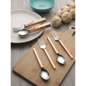 Fancy Design Metal <b>Flatware</b> <b>Set</b> with Round Slim Handle Gold Plated For Dining Table Dinnerware Eating Cutlery <b>Sets</b> From India - Product Image 4