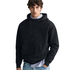 Sweat à capuche noir personnalisé épais en coton et polyester molletonné, fabrication OEM ODM, marque privée, streetwear, vente en gros en vrac - Product Image 1