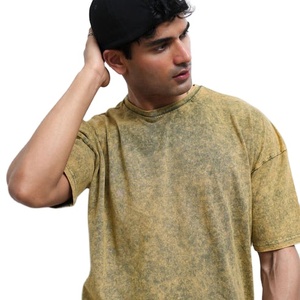 T-shirts vintage lavés pour hommes en coton lourd surdimensionné 100% coton blanc lavé à l'acide t-shirt à manches courtes pour hommes - Product Image 2