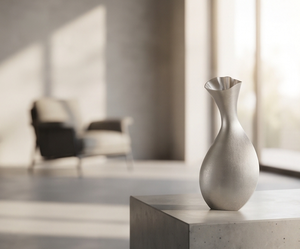 Vase en métal lourd à bord incliné unique, texture moulée, décoration de table, fournitures pour commandes en gros - Product Image 4