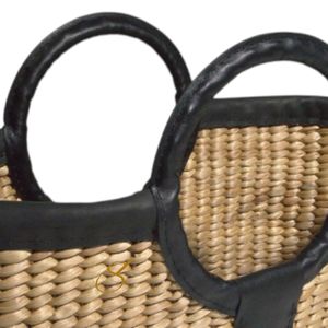 The Woven Getaway - Bolso grande tejido a mano de jacinto de agua con ribete de cuero - Product Image 5